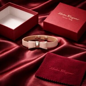 Salvatore Ferragamo Leather Bracelet Vera Bow With Dust Bag N Box